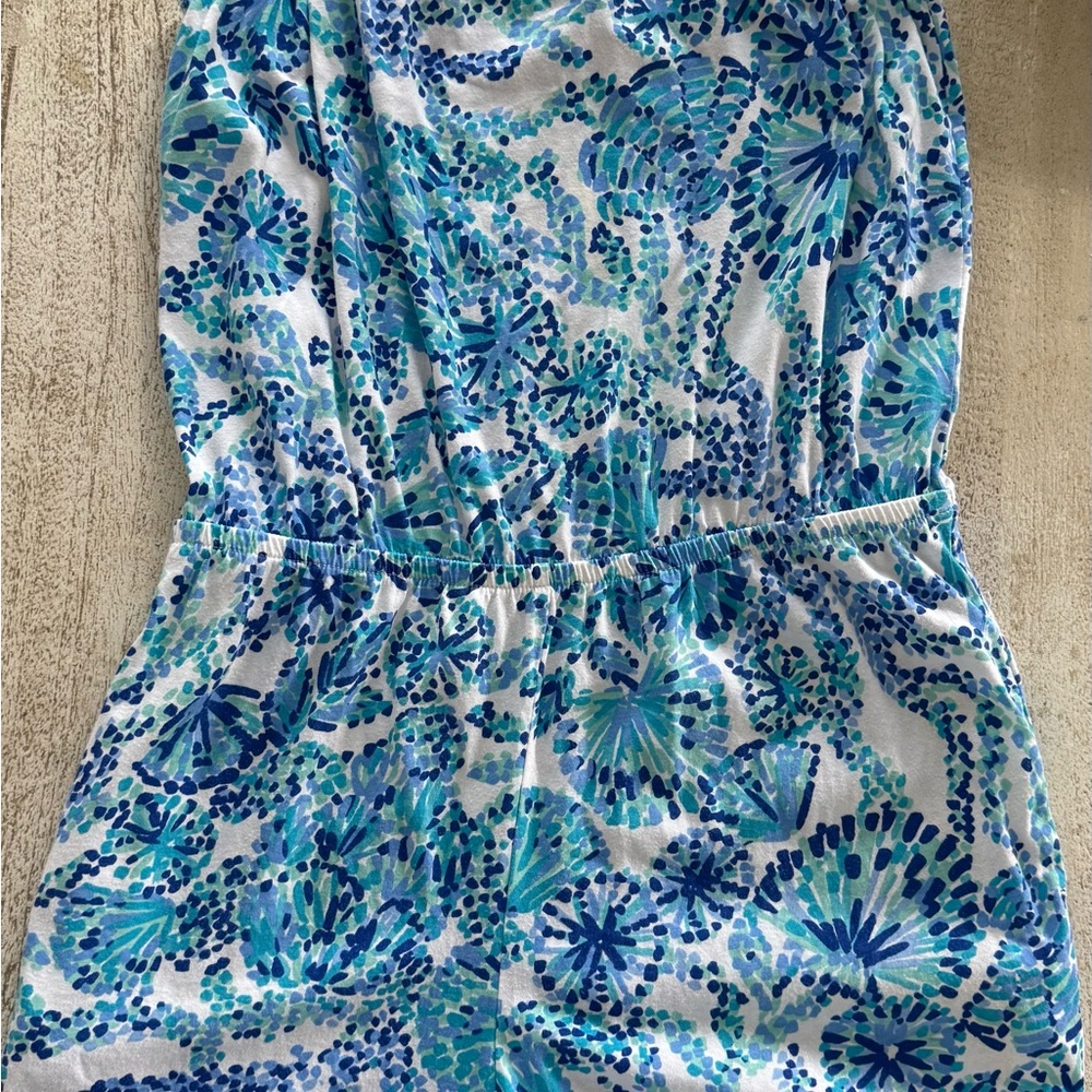 Lilly Pulitzer Blue & Aqua Floral Print Girls' Romper
